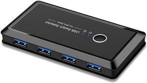 KJHD 2 in 4 Out USB 3.0 Switch Selector 2 Port PCs Sharing 4 Devices USB 2.0 for Keyboard Mouse Scanner Printer Hub Multifunctional