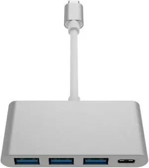 USB3.0, 5Gbps High-Speed Transmission Type C to USB 3.1/PD+3USB 3.0 HUB Adapter USB Type C Hub (Color : Silver)