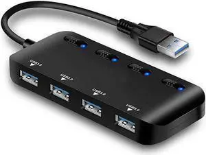Hubs USB 3.0 HUB 4 Fast Speed Thin USB3.0 Splitter Cable LED Indicator Seperate Switches for PC Mouse Keyboard Computer USB Hubs
