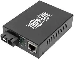 Tripp Lite Singlemode Fiber Media Converter, Fiber to Ethernet Converter, Gigabit, POE+, 10/100/1000 SC, 1310 nm, 20 km (N785-P01-SC-SM1)
