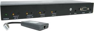Tripp Lite 4 Port Presentation Switch Kit, 4K 60 Hz, HDMI, DisplayPort, USB-C, & VGA to HDMI Over Cat6 Extender, 50 ft. (B320-4X1-MHB-K)