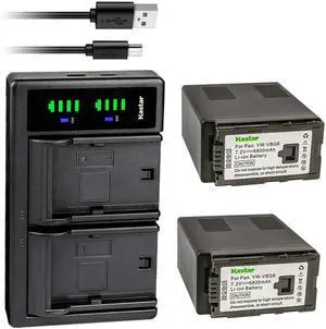 Kastar 2-Pack VW-VBG6 Battery and LTD2 USB Charger Replacement for Panasonic AG-AC130AEJ, AG-AC130AP, AG-AC160, AG-AC160A, AG-AC160AEJ, AG-AC160AP, AG-HMC40, AG-HMC43, AG-HMC45A, AG-HMC70, AG-HMC70U Kastar 2-Pack VW-VBG6 Battery and LTD2 USB Charger Replacement for Panasonic AG-AC130AEJ, AG-AC130AP, AG-AC160, AG-AC160A, AG-AC160AEJ, AG-AC160AP, AG-HMC40, AG-HMC43, AG-HMC45A, AG-HMC70, AG-HMC70U