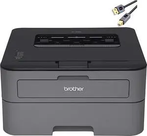 Brother L-2300D Series Compact Monochrome Laser Printer I Auto 2-Sided Printing I Up to 26 Pages/min I 250-sheet/tray I 2400 x 600 dpi I 27ppm + Printer Cable
