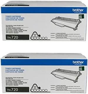 Brother Genuine TN-720 (TN720) Black Laser Toner Cartridge 2-Pack