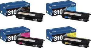 Brother HL-4570CDW 4-Color Toner Cartridge Set, Black Cyan Magenta & Yellow, TN310