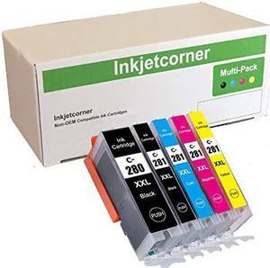 Inkjetcorner Compatible Ink Cartridge Replacement for PGI-280XXL CLI-281XXL PGI 280 XXL CLI 281 XXL for use with TS6120 TS6220 TS6320 TR7520 TR8520 TS9520 TS9521C TS702 Printer (5 Color Pack)