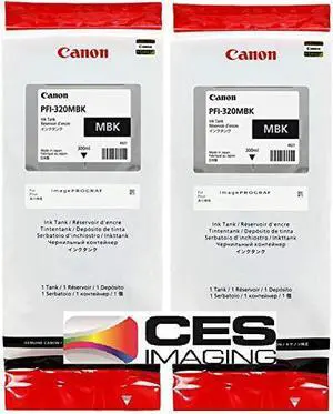 PFI-320MBK Matte Black 2-Pack 300ml Ink Tanks in Retail Package by CES Imaging