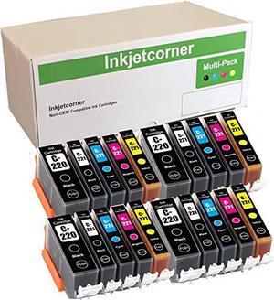 Inkjetcorner Compatible Ink Cartridges Replacement for PGI-220 CLI-221 for use with MP560 MP640 MX860 MX870 iP3600 iP4600 iP4700 (4 Black 4 Photo Black 4 Cyan 4 Magenta 4 Yellow, 20-Pack)