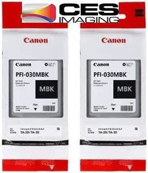 PFI-030MBK Matte Black 2-Pack 55ml Ink Tanks in Retail Package by CES Imaging