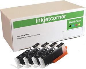 Inkjetcorner 4 Pack Black Compatible Ink Cartridge Replacement for CLI-251XL CLI-251 MG5420 MG5422 MG5520 MG5522 MX722 MX922 MG7120 MG6320 MG6420 with CHIP Installed