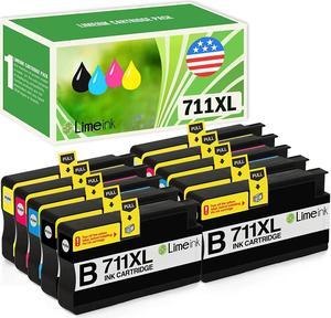 Limeink 10 Pack Compatible 711XL 711 High Yield Ink Cartridges (4 Black, 2 Cyan, 2 Magenta, 2 Yellow)  Designjet T120 T520 Printer