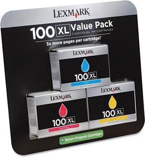 Lexmark LEX14N1188 100XL Ink Cartridge, Cyan, Magenta, Yellow High Yield 600 Page 1 / Each