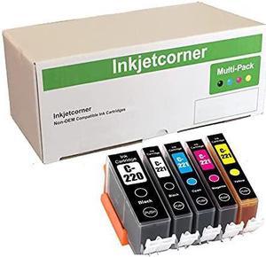 Inkjetcorner Compatible Ink Cartridges Replacement for PGI-220 CLI-221 for use with MP620 MP560 MX860 MX870 iP4600 iP4700 (5 Pack)