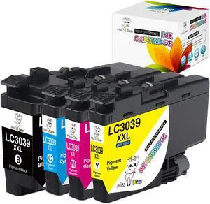 Miss Deer LC3039 LC3039XXL Ink Cartridges Replacement  LC3039 XXL LC-3039BK LC3037 LC3037BK,Work  MFC-J5945DW MFC-J6945DW MFC-J5845DW MFC-J6545DW(4 Pack)