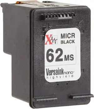 VersaInk-Nano HP 62 MS Black MICR Ink Cartridge for Check Printing, Black VersaInk-Nano HP 62 MS Black MICR Ink Cartridge for Check Printing, Black