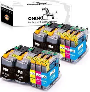 10 Pack ONINO Compatible Ink Cartridges for Brother LC20E Replacement High Yield to use with MFC-J985DW MFC-J775DW MFC-J5920DW MFC-J985DWXL Printer(4 Black, 2 Cyan, 2 Magenta,2 Yellow)