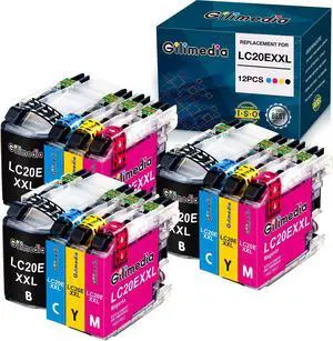 GILIMEDIA Compatible Ink Cartridge Replacement for Brother LC20E XXL for MFC-J985DW MFC-J5920DW MFC-J775DW MFC-J985DWXL Printer(3BK/3C/3M/3Y) 12-Packs