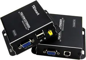1080P 60Hz Long Range 984ft USB VGA KVM Extender Over Cat5e Cat6 Ethernet Cable (up to 984ft/300m, Sender+Receiver)