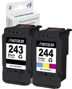 HOTCOLOR Ink Cartridge 243 and 244 Replacement for Canon Ink 243 244 PG 243 CL 244 for Canon Pixma TS3420 Ink MG2522 TS3120 TS3122 MX492 MG2525 TR4520 (1Black/1Tri-Color, 2PK)
