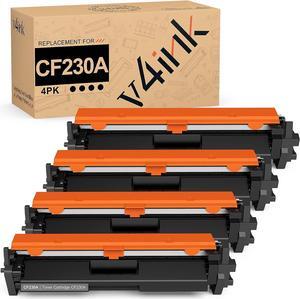 v4ink 4PK Compatible CF230A Toner Cartridge Replacement  30A CF230A 30X CF230X Black Ink  Pro MFP M203dw M227fdn M227fdw M203dn M203d M227sdn M227 M203 Printer (with Chip)