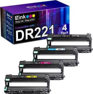 E-Z Ink (TM Remanufactured Drum Unit Replacement  DR221 DR-221 DR221CL to use with HL-3140CW HL-3170CDW MFC-9130CW MFC-9330CDW Printer Tray (1 Black, 1 Cyan, 1 Magenta, 1 Yellow) 4 Pack