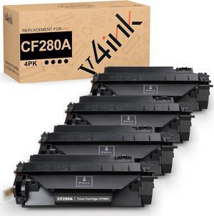 V4INK 4PK Compatible Toner Cartridge Replacement for HP 80A CF280A Toner Cartridge Black for use in HP LaserJet Pro 400 M401N M401DN M401DNE M401DW Printer, HP LJ Pro 400 MFP M425DN M425DW Printer