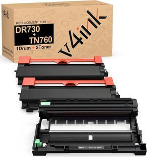 v4ink Compatible DR730 Drum and TN760 Toner Cartridge Set Replacement  DR730 TN760 TN730 (1 Drum+ 2 Toner) for HL L2350DW L2370DW MFC L2690DW L2710DW L2717DW Tray_Toners_Cartridges_Printer