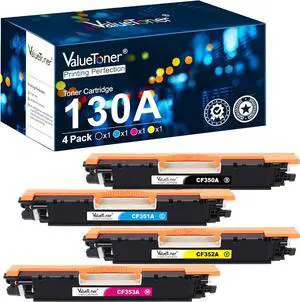 Valuetoner 130A CF350A Remanufactured Toner Cartridge Replacement  130A CF351A CF352A CF353A for Laserjet Pro Color MFP M177fw M176n M177 M176 Printer (1 Black, 1 Cyan, 1 Magenta, 1 Yellow)