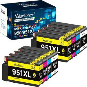 Valuetoner Compatible Ink Cartridge Replacement  950XL 951XL 950 XL 951 XL for Officejet Pro 8600 8610 8100 8615 8620 8630 8660 251dw Printer 8 Pack (2 Black,2 Cyan,2 Magenta,2 Yellow)