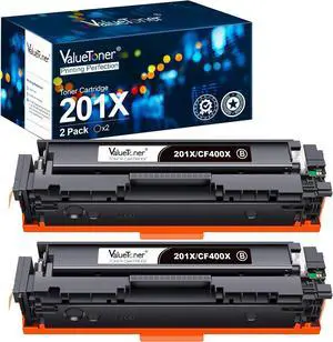Valuetoner Compatible Toner Cartridge Replacement  201X 201A CF400X CF400A High Yield for Color Laserjet Pro MFP M252dw M277c6 M277dw M277n M252n M277 Printer (2 Pack, Black)