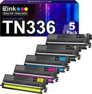 E-Z Ink (TM) Compatible Toner Cartridge Replacement  TN336 TN-336 TN331 Compatible with HL-L8350CDW MFC-L8850CDW MFC-L8600CDW HL-L8350CDWT HL-L8250CDN (Black Cyan Magenta Yellow, 5 Pack)