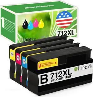 Limeink Compatible Ink Cartridges Replacement  712 Ink Cartridges 712XL Ink  for DesignJet T650 T630 T230 T210 Studio Plotter Printers Magenta Black Cyan Yellow (4 Pack)