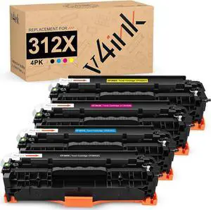 v4ink 4PK Remanufactured Toner Cartridge Replacement  312X 312A CF380X CF381A CF382A CF383A CF380A Toner Cartridge High Yield Color Set  Pro MFP M476nw M476dn M476dw M476 Printer