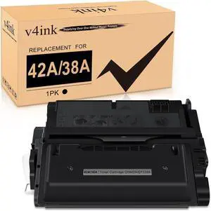 v4ink Compatible Toner Cartridge Replacement for 42A Q5942A 38A Q1338A (1-Pack, Black) Work with Laser Jet 4200 4240 4250 4350 Series Printer