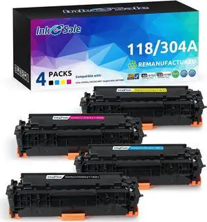 INK E-SALE 4PK Remanufactured Toner Cartridge Replacement for HP 304A CC530A CC531A CC532A CC533A Canon 118 Toner for HP LaserJet CP2025dn CP2025n CM2320fxi Canon MF726Cdw MF8580CDW LBP7660Cdn Printer