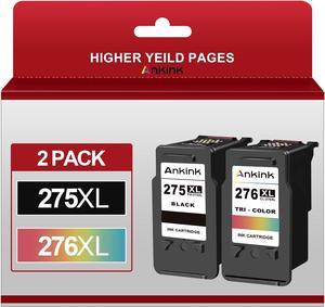 Ankink 275XL 276XL Remanufactured Ink Cartridge Replacement for Canon PG-275 CL-276 275XL 276XL Compatible with Canon PIXMA TS3520 TS3522 TS3500 TR4720 TR4700 Printers(1 Black, 1 Color, 2 Pack)