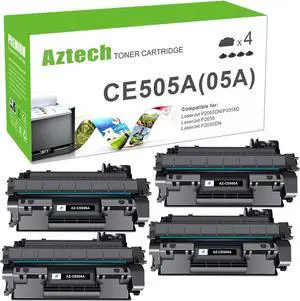 Ennovor Aztech Compatible for P2035 Toner Cartridge Replacement for HP 05A CE505A P2035N Toner Cartridge for HP 2035N P2055DN 2055DN P2030 P2050 P2055X P2055D Printer (Black 4-Pack)