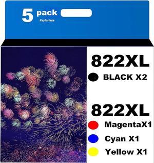 822XL Remanufactured for Epson 822XL Ink Cartridges for Epson 822XL Printer Ink Epson Workforce Pro WF-3820 WF-4820 WF-4830 WF-4833 WF-4834 Printer (2BCMY,5 Pack)