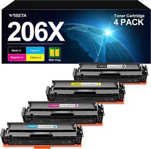 206X Toner Cartridges 4 Pack High Yield (with CHIP) - Compatible Toner Cartridge Replacement  206X 206A W2110X Compatible with Color Laserjet Pro MFP M283fdw M283cdw M255dw M282nw Toner Printer