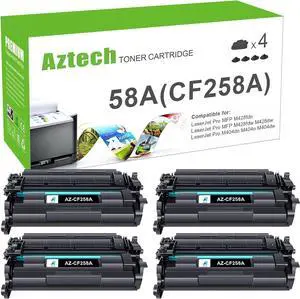Ennovor Aztech Compatible Toner Cartridge Replacement for HP 58A CF258A 58X CF258X Pro M404n M404dn MFP M428fdw M428dw M428fdn Printer (Black 4-Pack)