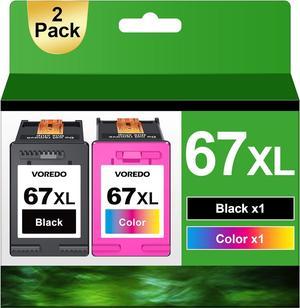 VOREDO 67XL  67 Ink Cartridges Black Color Combo Pack HP67 XL HP67XL Printer Envy 6055 6000 6052 6075 6032 DeskJet 2700 2755 2752 1255 Plus 4100 4155 Pro 6455 6452 6400