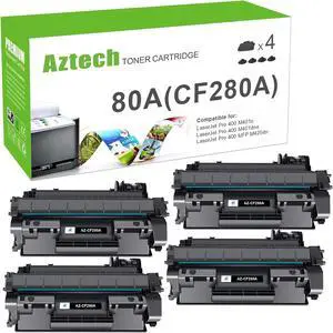Ennovor Aztech Compatible Toner Cartridge Replacement for HP 80A CF280A 80X CF280X Pro 400 M401A M401D M401N M401DNE MFP M425DN (Black, 4-Pack)