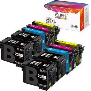 ejet Remanufactured 252XL Ink Cartridges Combo Pack 252 Ink Cartridges for Epson Printer Workforce WF-7110 WF-7720 WF-7710 WF-3620 WF-3640 High Yield (4 Large Black, 2 Cyan, 2 Magenta, 2 Yellow)