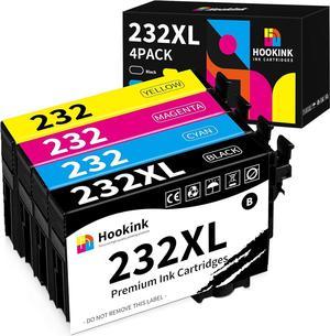 Hookink 232XL Remanufactured Ink Cartridges Replacement for Epson 232 Ink Cartridges T232 for Expression Home XP-4200 XP-4205 Workforce WF-2930 WF-2950 Printer (Black Cyan Magenta Yellow, 4 Pack)