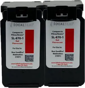 IDEALSEAL Replacement Postage Ink for SL-870-1 Red Ink Cartridge for New SendPro Mailstation (CSD1) (2 Pack)