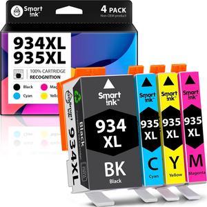 Smart Ink Compatible Ink Cartridge Replacement  934 XL 935XL 934XL 935 XL High Yield 4 Pack (Black&C/M/Y) to use with Officejet 6220 6812 6815 6820 Officejet Pro 6230 6830 6835 Printers