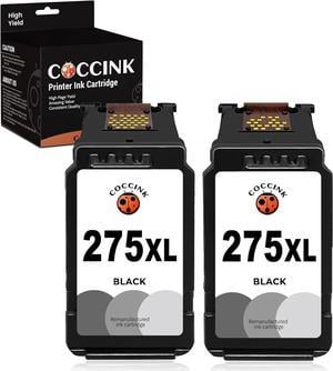 COCCINK 275XL Remanufactured Ink Cartridge Replacement for Canon PG-275 XL Compatible to PIXMA TS5320 TS6420 TR7020 All in One Wireless Printer High Yield (2 Black) Combo Pack