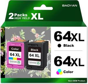 64XL Ink Cartridge Combo Pack Replacement  Ink 64 HP 64XL Works with HP Envy Photo 7855 7858 7155 6252 7800 7100 Envy Inspire 7255e 7955e 7958e 7900e Tango Series Printer (1 Black, 1 Tri-Color)