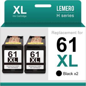 LEMERO 61XL Remanufactured Ink Cartridge Replacement  61 XL 61XL Black Ink Cartridge  Envy 4500 5530 4501 4502 OfficeJet 4630 4635 4632 DeskJet 2541 2542 Printer Ink Cartridge (2 Black)