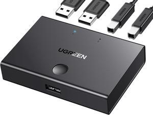 UGREEN USB Sharing Switch USB 2.0 Peripheral Switcher Adapter Box 2 Computer Share 1 USB Device Hub for Printer Scanner with 2 Pack USB 2.0 Male Cable